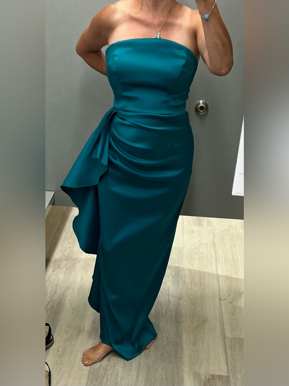 Teal Formal Mermaid Gown with Side Ruffle Betsy & Adam